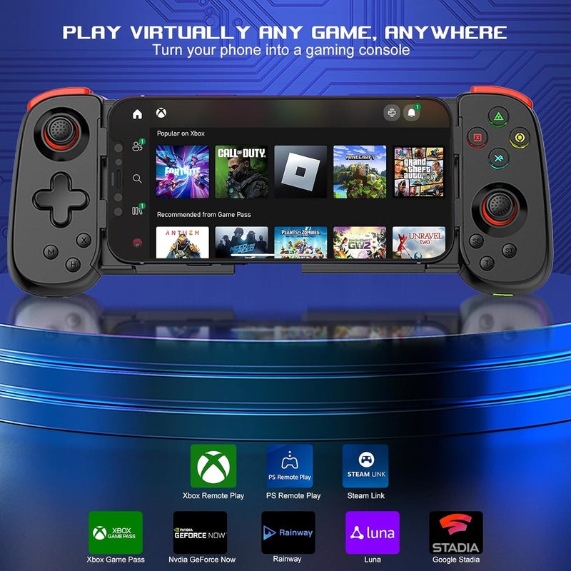 arVin Mobile Game Controller for iPhone 16/15/14/iPad/Galaxy S24/23/22/Android Phone/Tablet, Wireless Gamepad for Xbox Cloud Gaming/PS Remote Play/Call of Duty Warzone Mobile/Genshin/Roblox/Diablo - Image 3